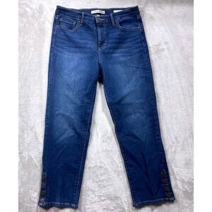 Code Bleu Capri Jeans Women 6 Blue Chelsea Button Hem Stretch Denim